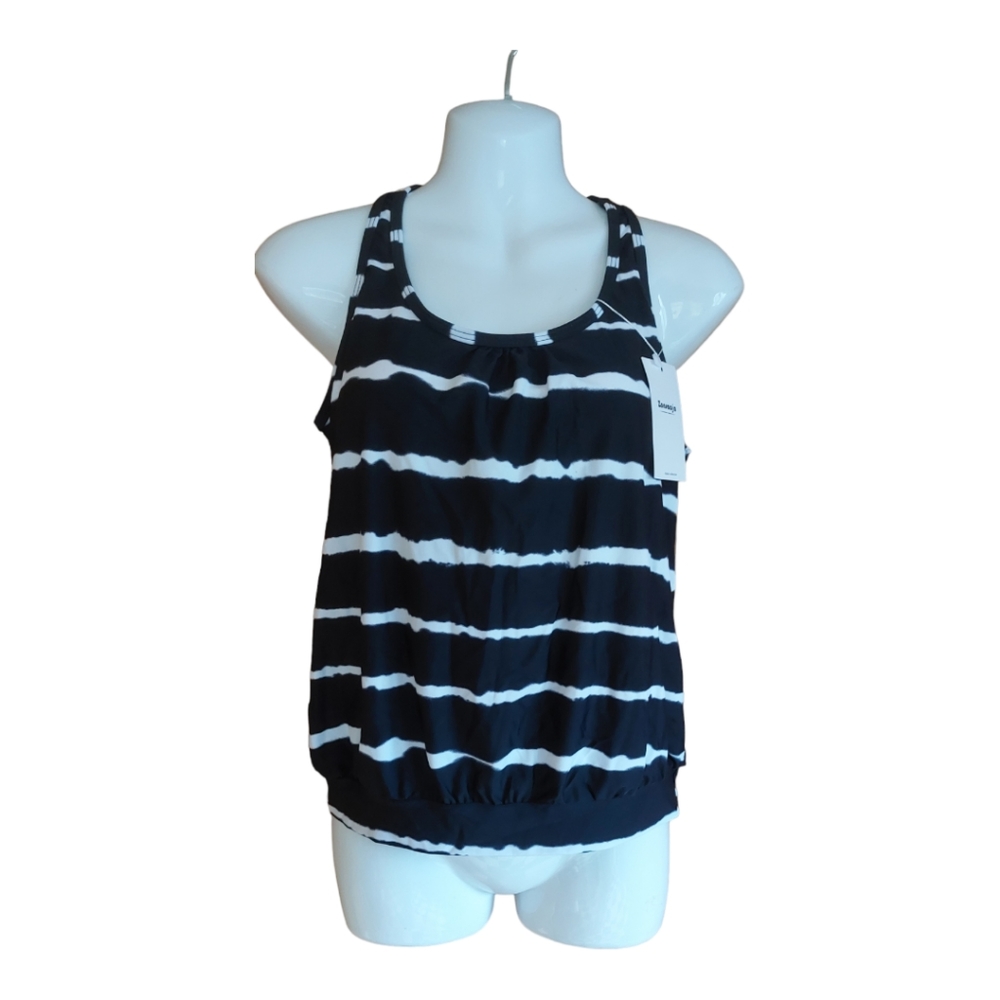 Swimwear Top Black Stripes  Racerback